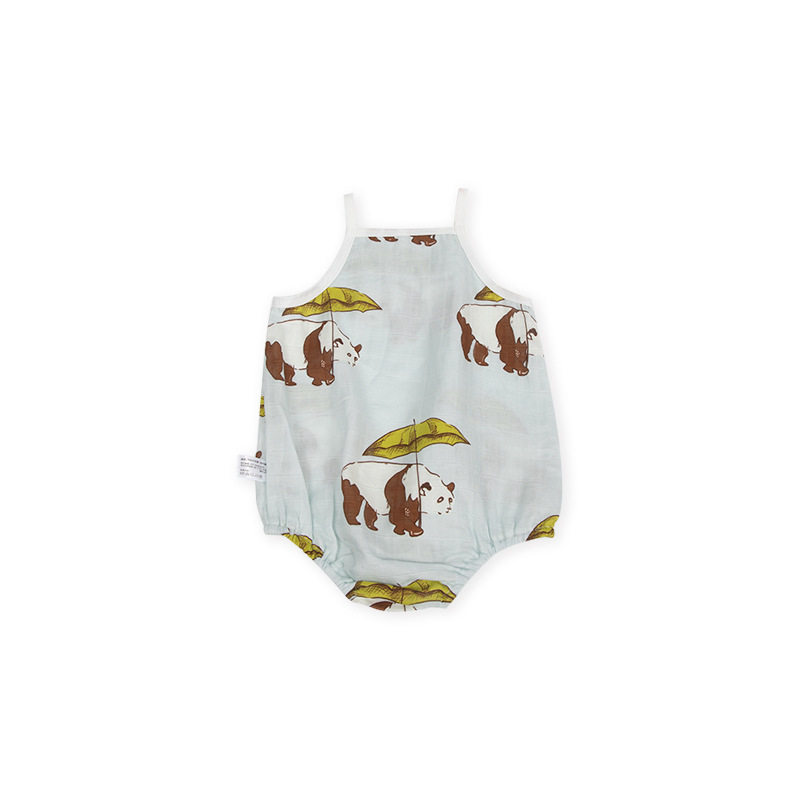 Baby Sling Bag Fart Clothes Summer Thin Bamboo Fiber Gauze Vest Jumpsuit Baby Type a Clothes Crawling Clothes