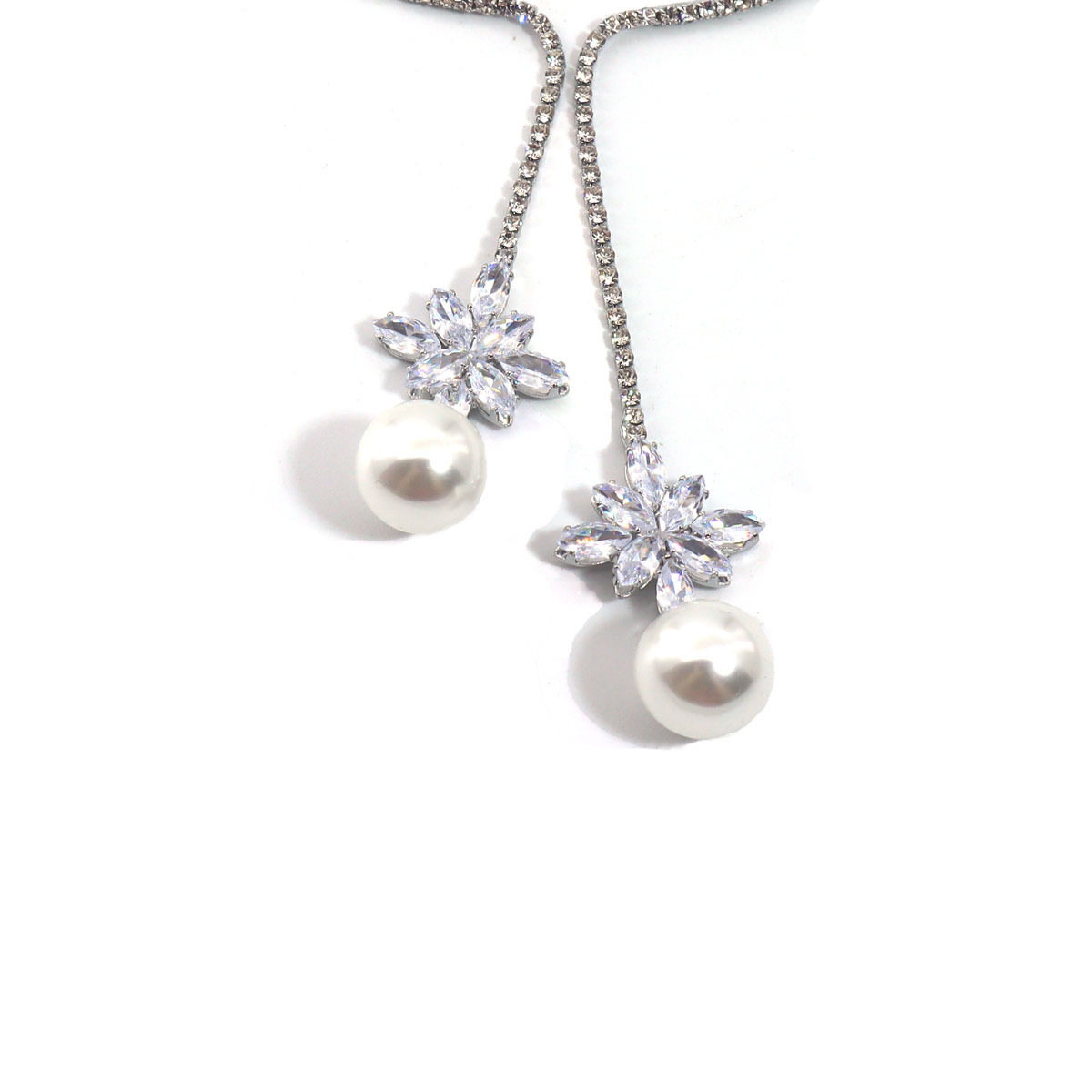 Fashion Open-Ended Diamond-Studded Pearl Choker for Women, High-End European and American Light Luxury Niche Zircon Necklace Collarbone Chain Versatile for Women