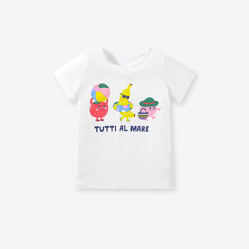 Style Girls' Set, Summer Cartoon Striped Kids' Outfit, Cute Baby Wear