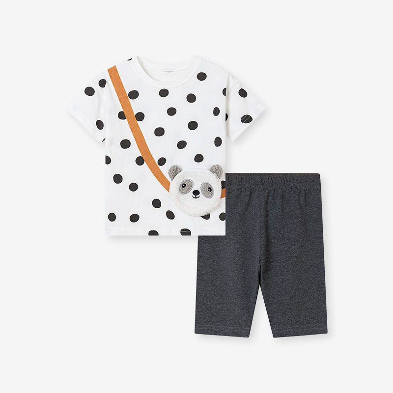 Custom-made Cute Girls' Set, Summer Short-sleeve Applique Girls' Outfit