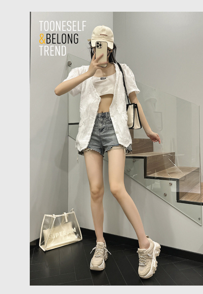 Giày sneaker nữ chạy bộ mesh thoáng khí đế cao 6-8 cm, mũi tròn, dây buộc — Len thuần, Ka ki chi tiết 9