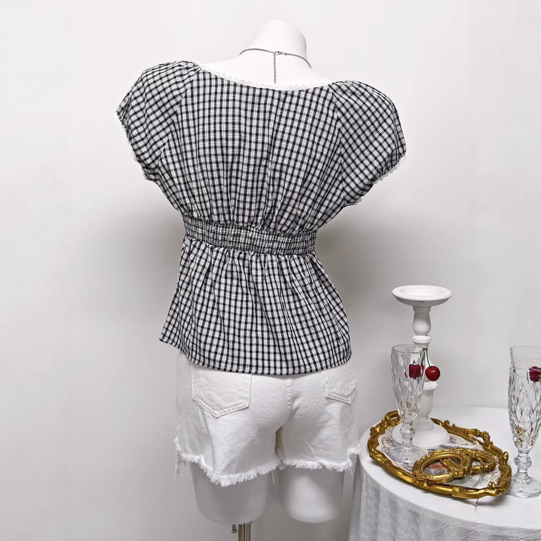 Plaid Short Sleeve T Shirt for Women Casual Summer Style Comfortable Cotton Fabric Wholesale Available