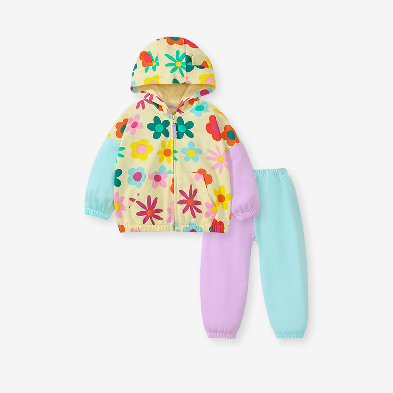 Set Hoodie Anak Perempuan Gaya Musim Gugur, Set Anak Lengan Panjang, Set Anak Perempuan Berhood Lucu
