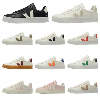 French V-Shaped White Shoes 2024Camp Series Couple Sneakers Genuine Leather Men's and Women's Versatile Casual Shoes Wholesale