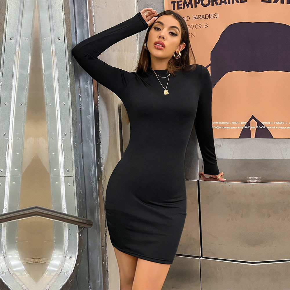 Elegant Womens Dress Half High Neck High Waist Slim Fit Bodycon Style Spring Summer Occasion Wholesale Available