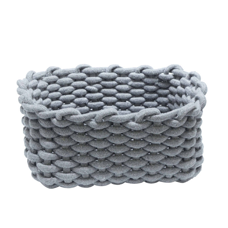 Storage Basket Nordic Ins Style Cotton Thread Hand-Woven Desktop Storage Basket for Miscellaneous Items and Snacks Storage Basket