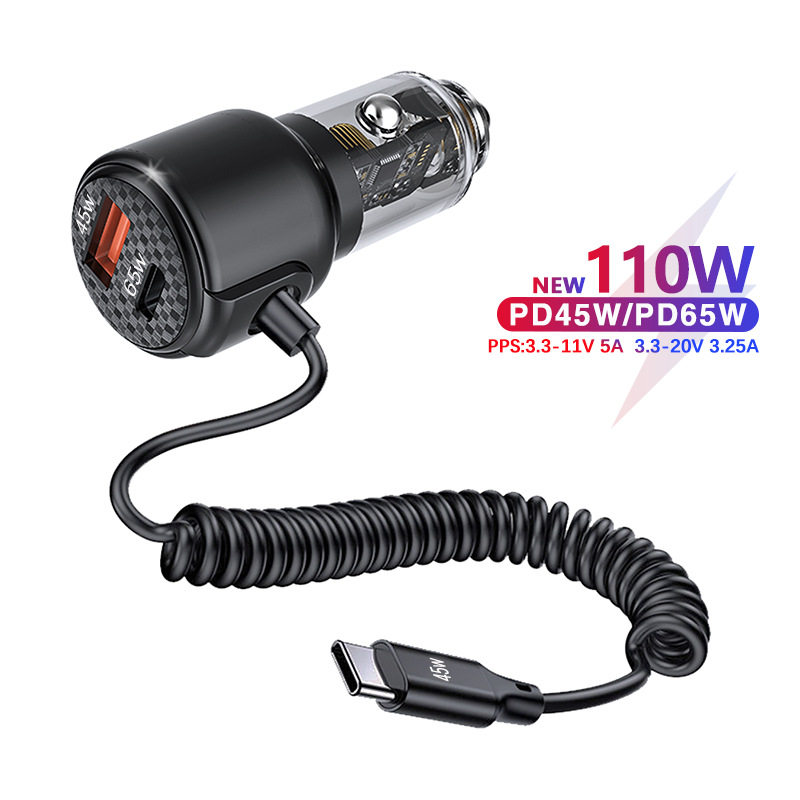 New PD45WPD65W car charger with cable one-to-three multi-function power conversion plug car charger flash charger