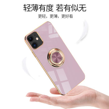 Applicable to iPhone11 mobile phone shell new electroplated 6D ring bracket soft case Apple XS MAX lens protective cover