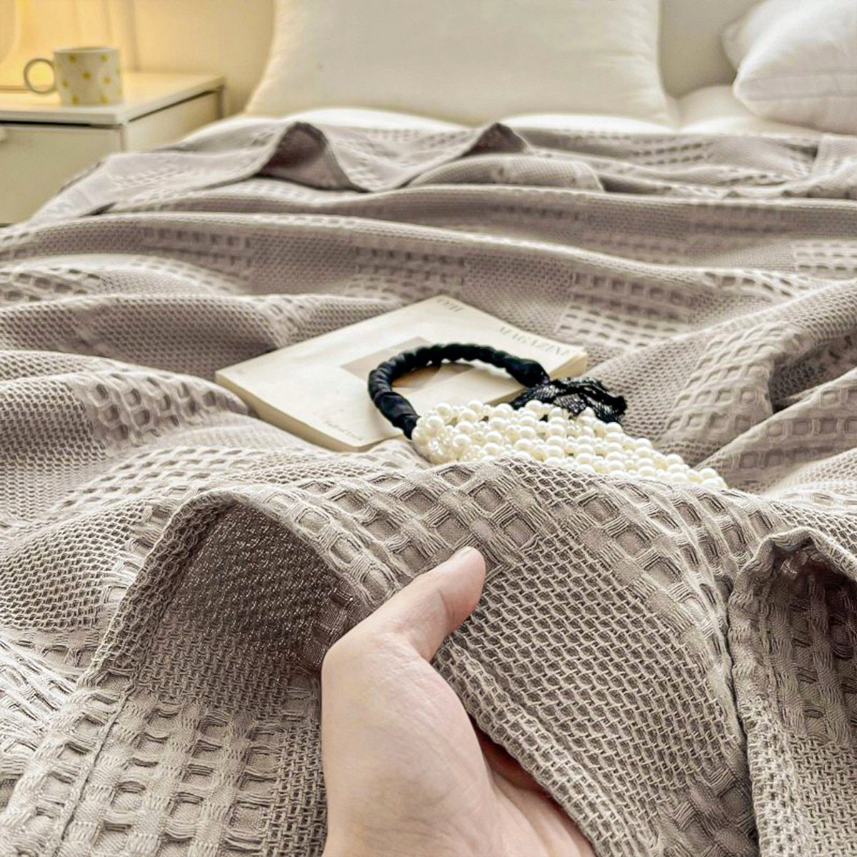 Cotton Jacquard Thread Blanket Office Nap Blanket Summer Skin-Friendly Air-Conditioning Blanket Multi-Purpose Cotton Blanket