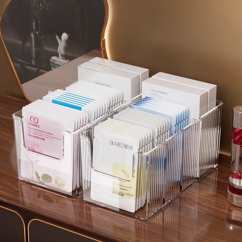 Desktop Multi-Grids Storage Box, Transparent Multi-Functional Cosmetics Storage Box, Detachable Water Emulsion Essence Mask Storage Box