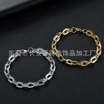 Cross-border new titanium steel men's toothed bracelet stainless steel Golden trendy men's and women's personality non-fading cold style jewelry