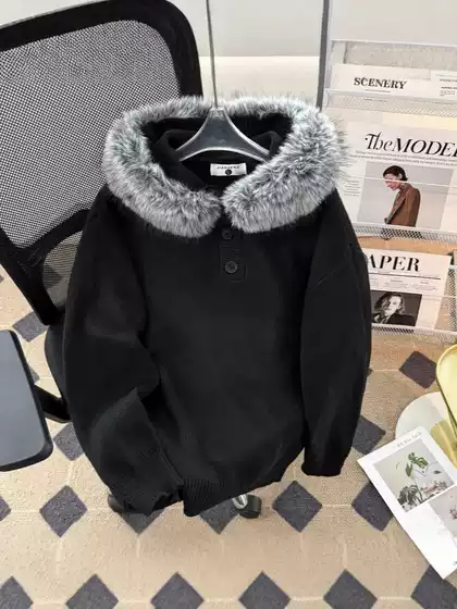 Factory Direct Sale Autumn and Winter New Men's American Style Lazy Solid Color Loose Knit Sweater Couple Jacket Versatile Trendy