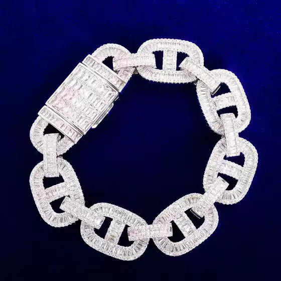 European and American Hip-hop Necklace Pig Nose BraceleT T Square Zircon Rap Rap Cross-border Men's and Women's Hip-hop Accessories