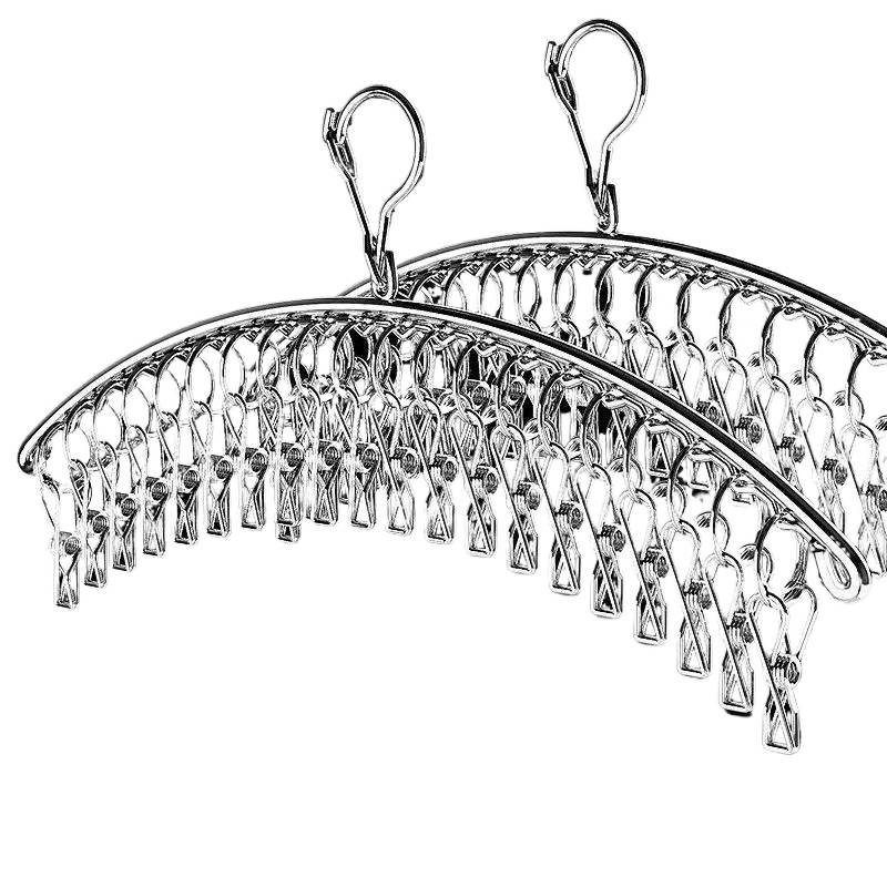 Sock Drying Rack with Multiple Clips, Stainless Steel Clothes Drying Rack, Storage Rack for Balcony Dormitory, Clothes and Underwear Drying Rack