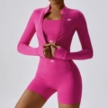 TZ8047-3-Magenta (-Long Sleeve_Bra_Shorts-)
