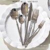 304 Stainless Steel Round Diamond Hammer Steak Knife and Fork Spoon Hotel Restaurant Household Solid Mirror Creative Tableware suit