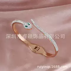 2025 Amazon Hot Selling Classic Snake Bracelet Buckle Opening Rhinestone Luxury Stainless Steel Bracelet Jewelry