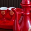 Wholesale Wedding Toast Cup and Flask Set Chinese Wedding Banquet Festive Cup Wine Red Small Wine Glass
