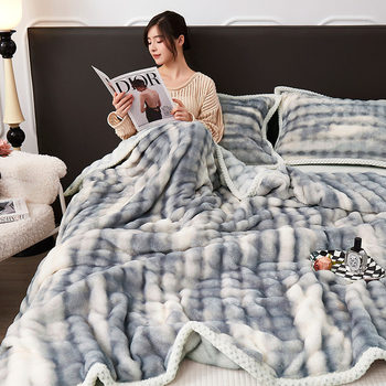 Class a Tos Rabbit Plush Bubble Blanket for All Seasons, Home Use, Warm Milk Velvet Coral Fleece Throw Blanket, Thickened Single Quilt