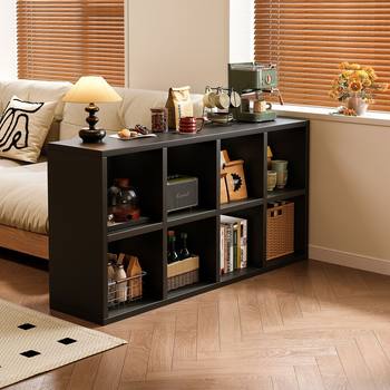 Solid Wood Lattice Cabinet Free Combination Living Room Wall Storage Cabinet Storage Cabinet Black Eight-Compartment Cabinet Low Bookcase Display