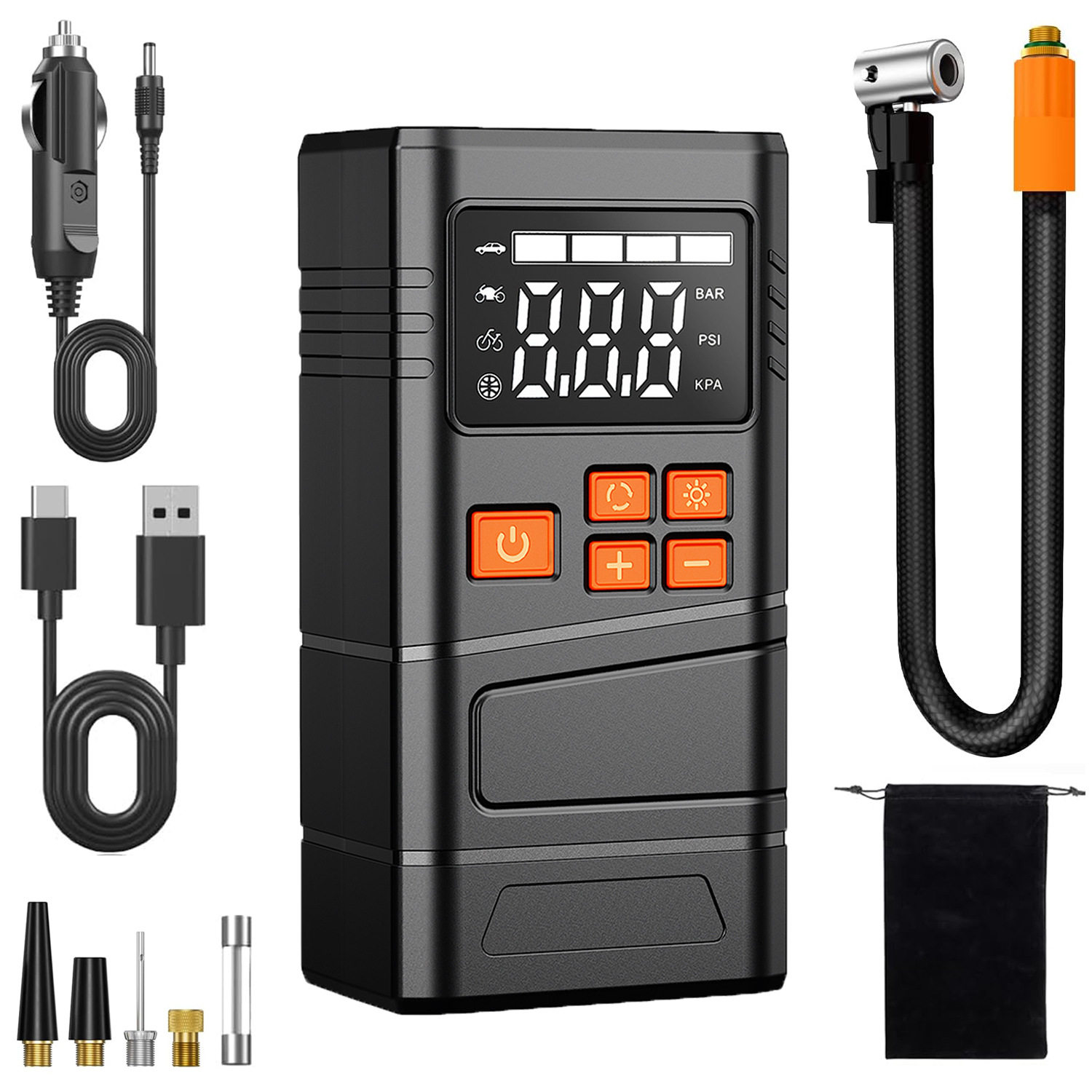 Cross-Border New Model 22-Cylinder Air Pump Electric Inflator with Digital Display Tire Inflator Led Light Lighting Car Air Pump