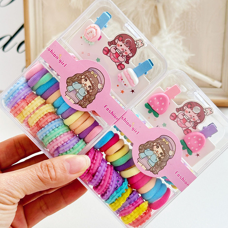 儿童糖果色小盒皮筋发绳发夹套装弹力不伤发拇指发圈发饰,淘宝优惠券,粉丝福利购,淘宝优惠卷