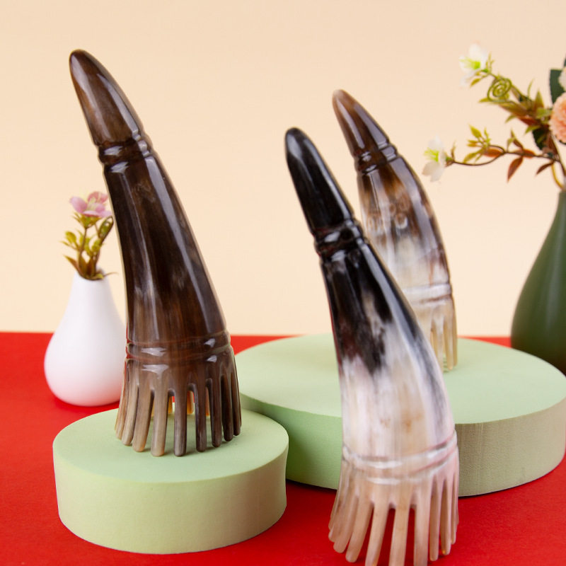 Horn Comb Hair Therapy Comb Head Meridian Comb Scalp Massage Comb Universal Natural Authentic Body Meridian Comb