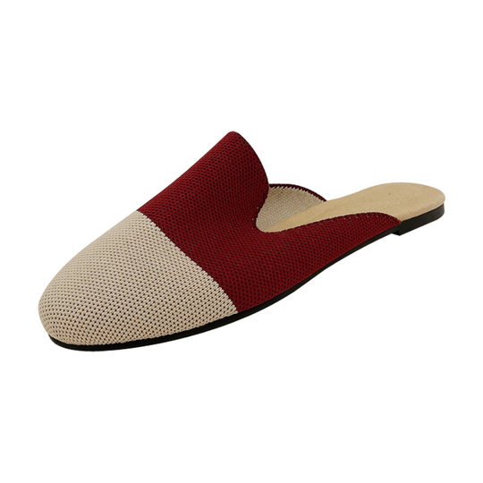 New flying woven sandals women's closed toe half slippers Women's Flat shoes cross-border foreign trade plus size women's shoes 43-47flat