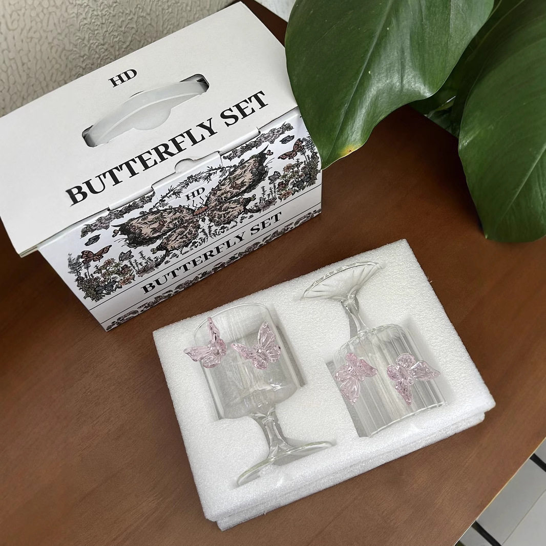 Original Designer Goblet Ins High-value Butterfly Wine Glass Butterfly Water Glass Champagne Wine Glass Cocktail Glass