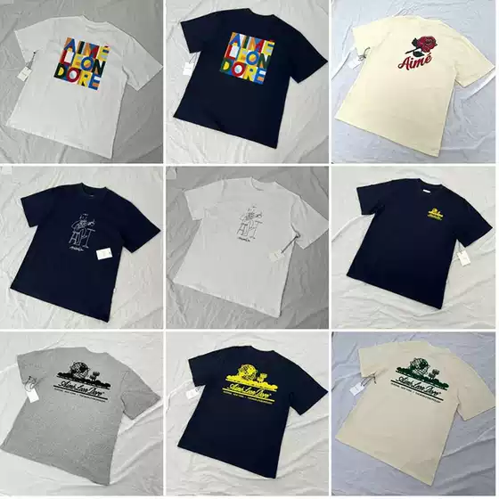 Aime Leon Dore Abstract Color Block LOGO Printing Summer High Street Men's and Women's Loose Casual Short-sleeved T-shirt Trendy
