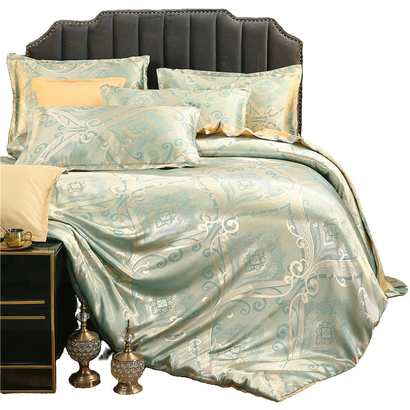 Factory wholesale summer jacquard four-piece washed silk quilt cover bed sheet 4-piece TikTok live fast hand shop
