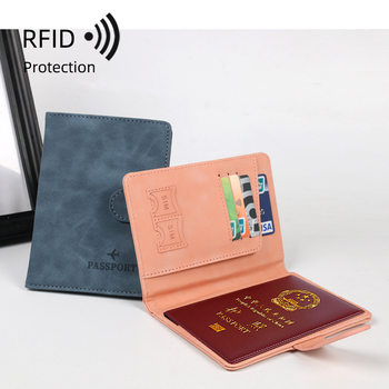 2023 New Rfid Passport Simple Buckle Short Passport Bag for Men and Women Overseas Travel Ticket Holder Card Holder