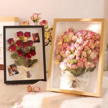 Three-Dimensional Hollow Dried Flower Photo Frame Handmade Gift Photo Frame Table Rose Dried Flower Specimen Frame Factory Supply Chain Wholesale