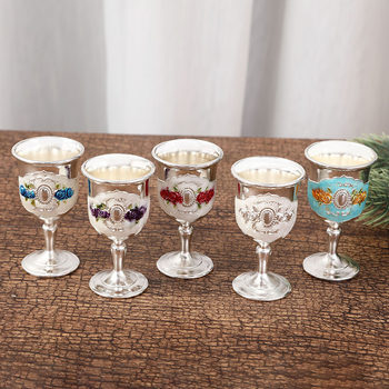 Fashionable Small Wine Glass, Creative European Metal Household White Wine Glass, Retro Exquisite Wine Set, Drinking Glass