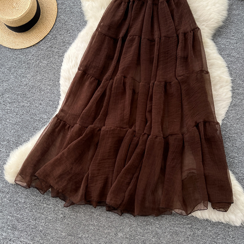 Sleeveless High Waisted A Line Dress French Style Flattering Fit Cake Skirt Design Summer Vacation Wear Wholesale