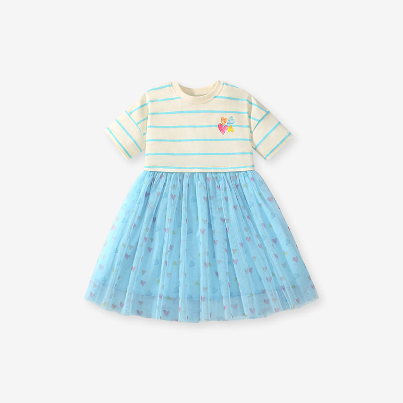 Girls' Tulle Dress, Factory Direct Supply Kids' Dress, Short-sleeve Kids' Summer Dress