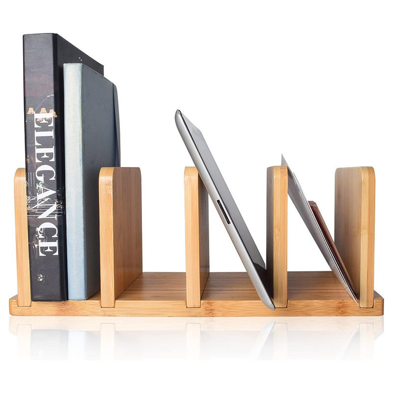Spot Solid Wood Book Compartment Rack Office Desktop File Storage Rack Creative Tablet Holder