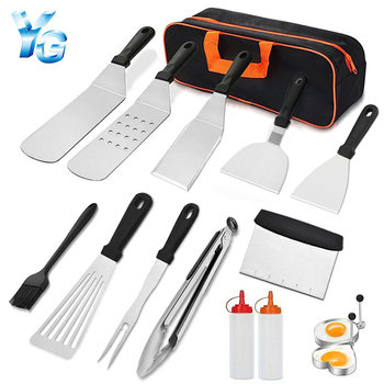 Amazon Camping Bbq Outdoor Bbq Tool Set Stainless Steel Shovel Bbq Cooking Shovel Combination Grill Set