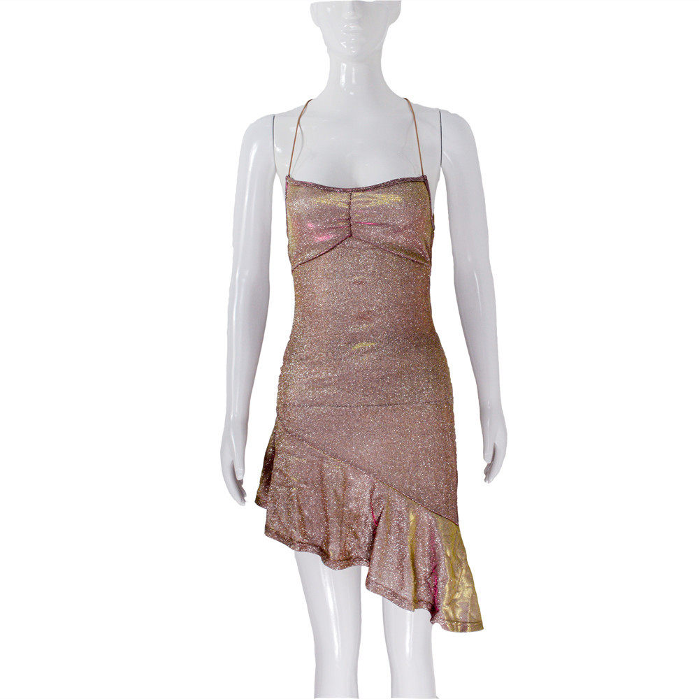 Satin Backless Dress Sexy Fit Colorful Tie Design Asymmetrical Hem Evening Gown for Parties Wholesale Available