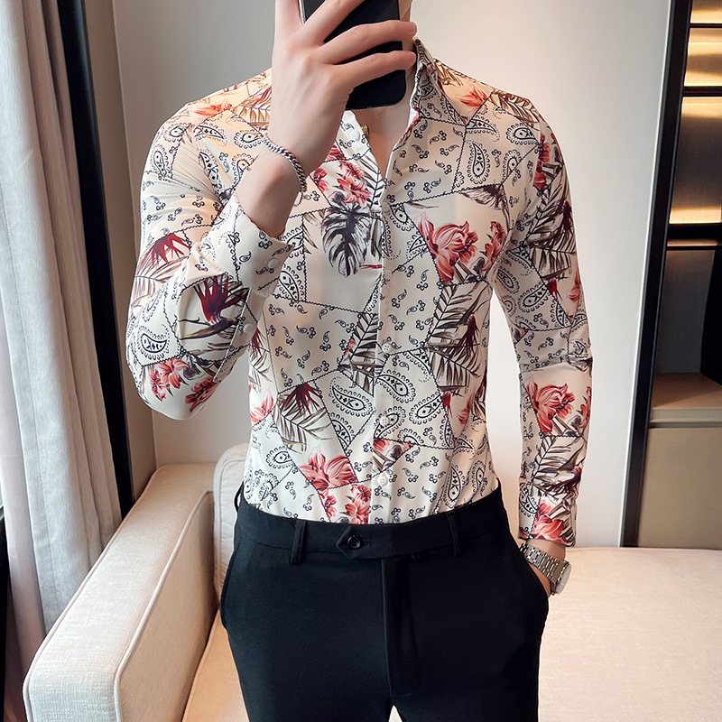 Mã A0184 Giá 610K: Áo Sơ Mi Nam Hadk Dài Tay Phong Cách Hàn Quốc Họa Tiết Hoa Thời Trang Nam Chất Liệu G02 Sản Phẩm Mới, (Miễn Phí Vận Chuyển Toàn Quốc).