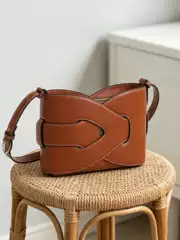 Polene Woven Bag, High-End Genuine Leather Women's Bag, New Nodde Geometric Design, French Niche Underarm Bag