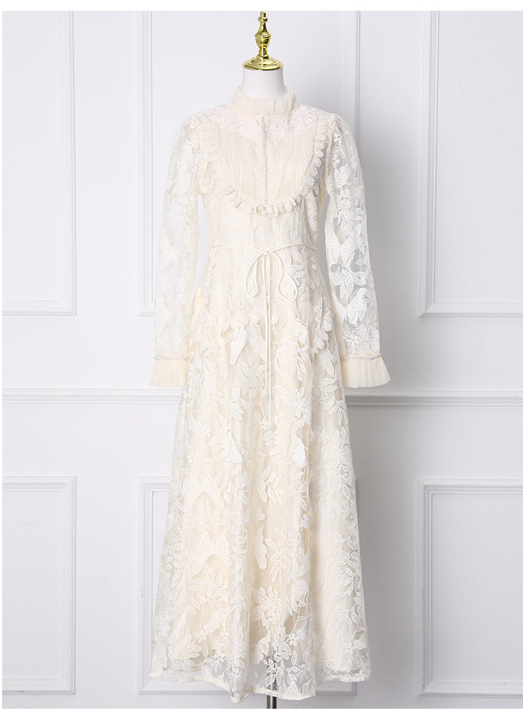 Embroidered Mesh Panel Dress Pleated Design Beaded Details Elegant Waist Belt Formal Occasion Customizable Options