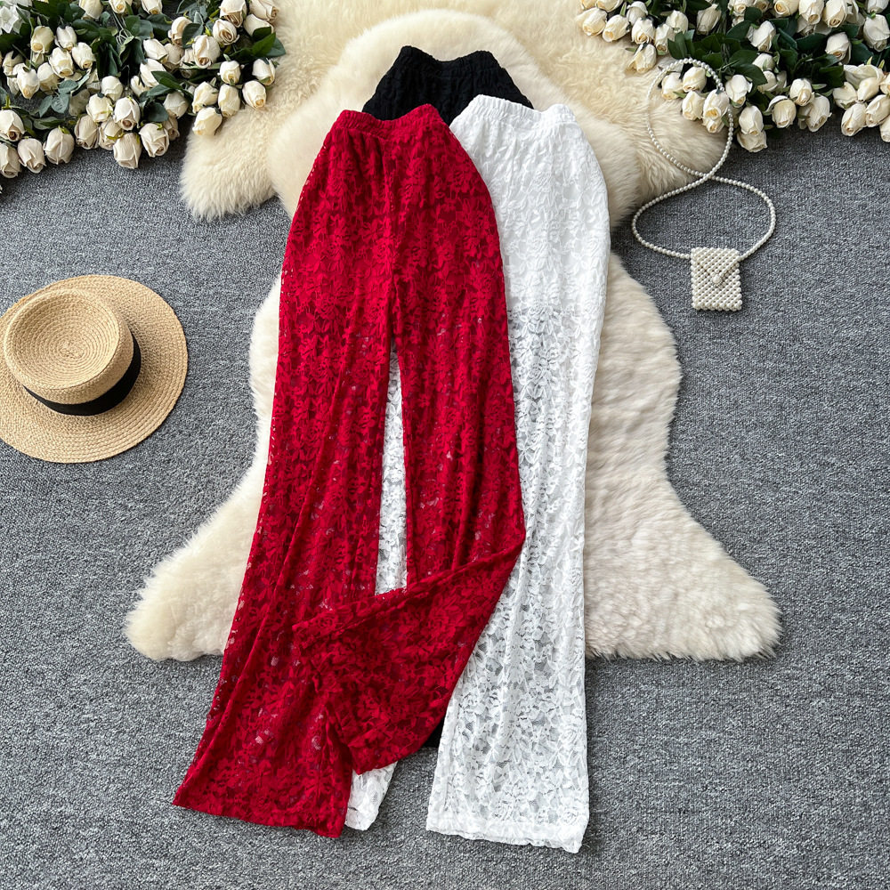 High Waisted Lace Casual Pants for Women Slim Fit Flared Leg Trendy Style Perfect for Autumn Outfits Wholesale