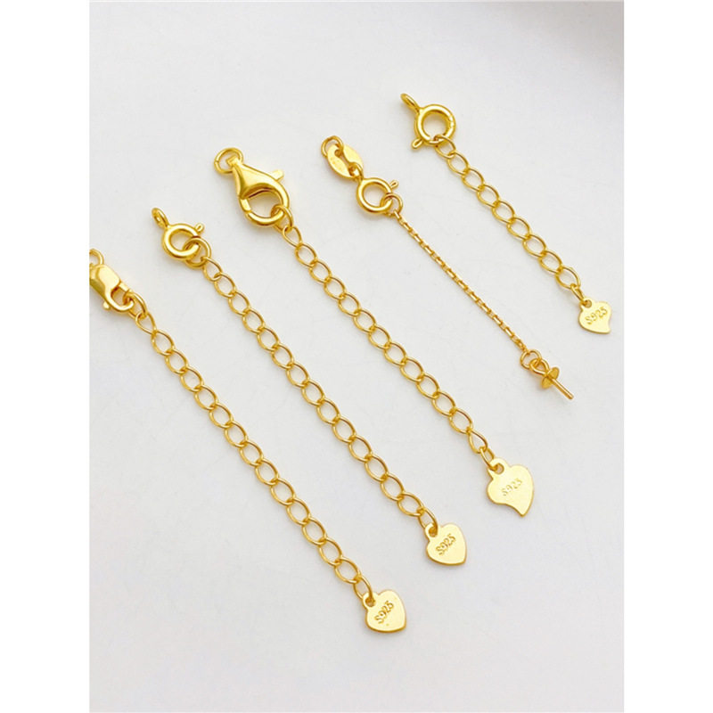S925 sterling silver heart piece tail chain extended chain bracelet necklace diy handmade jewelry accessories handmade jewelry materials