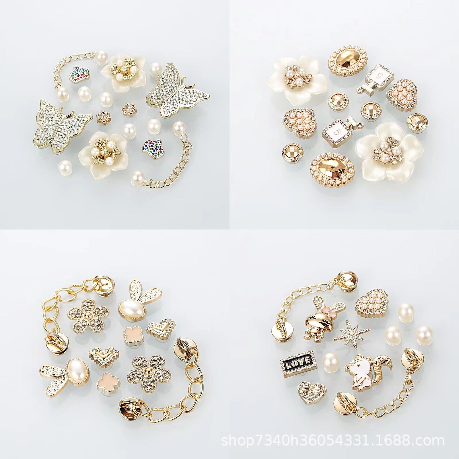 Hole Shoes Accessories DIY Butterfly Rhinestone Chain Hole Shoes Accessories Upper Decoration Shoe Buckle Buckle Cross Shoe Flower