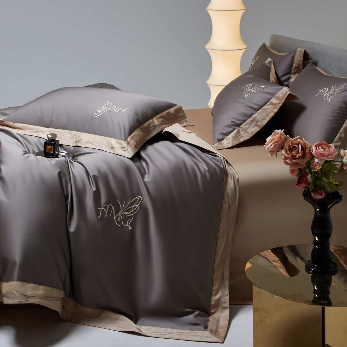 2025 New 100S Cotton Normcore Embroider Four-Piece European Style Accessible Luxury Bed Bed Sheets Quilt Cover Bed Bed Sheets Bedding Autumn