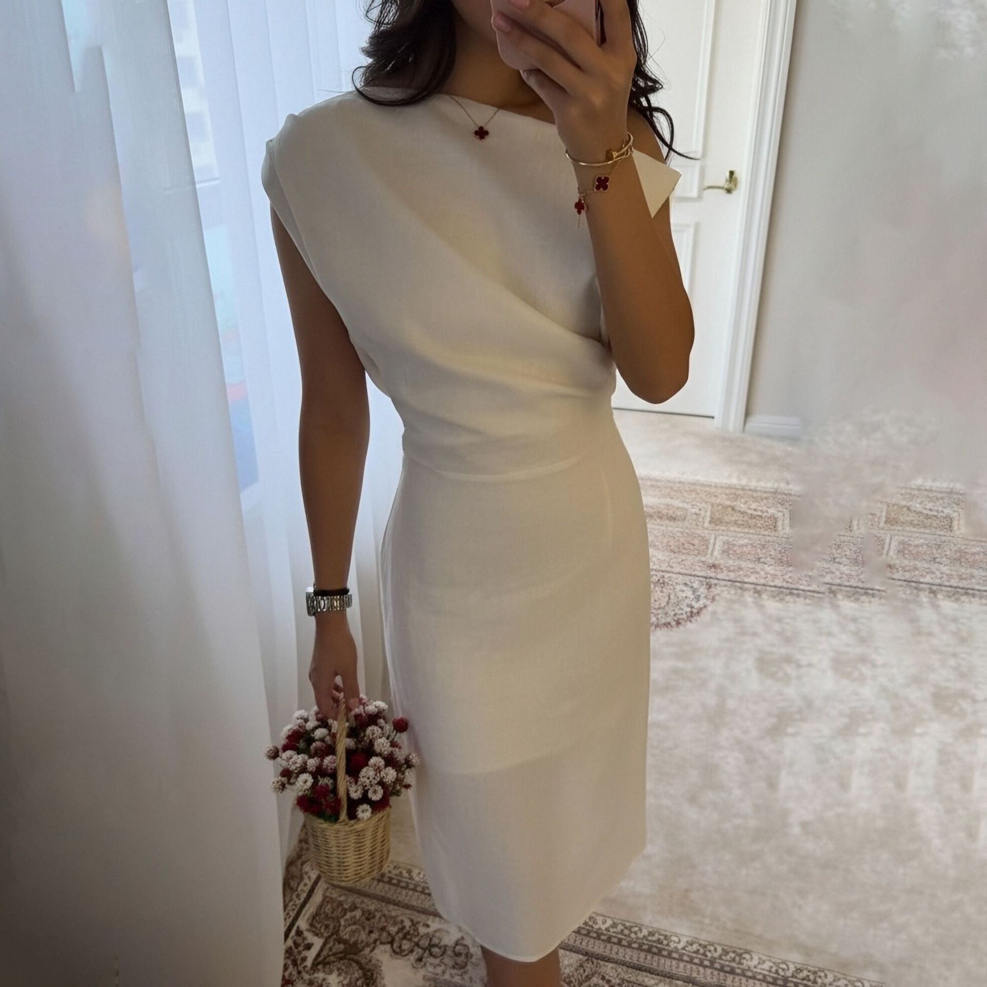 Summer Womens Dress Elegant Solid Color French Maxi Dress Lightweight Luxury Style for Casual Occasions Wholesale