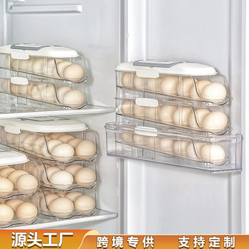 Egg Storage Box Rolling Food-Grade Multi-Layer Automatic Egg Rack for Home Kitchen Refrigerator Side Door Egg Box