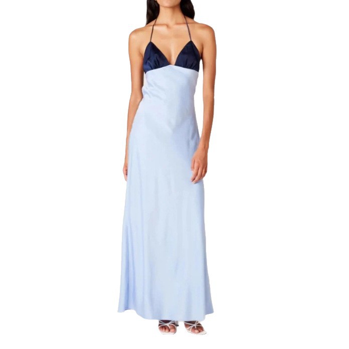 Summer Womens Color Block Spaghetti Strap Dress Sexy V Neck Open Back Casual Style Wholesale Available