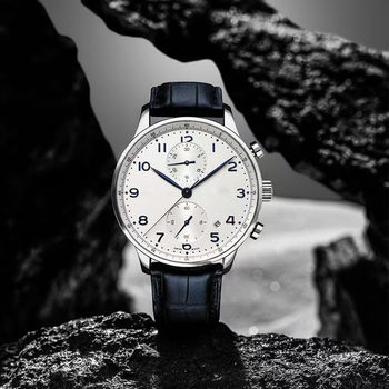 Men's Pei 7 Multifunctional Chronograph 5 Business First-Layer Watch Leather Strap Amazon Major E-Commerce Large Dial